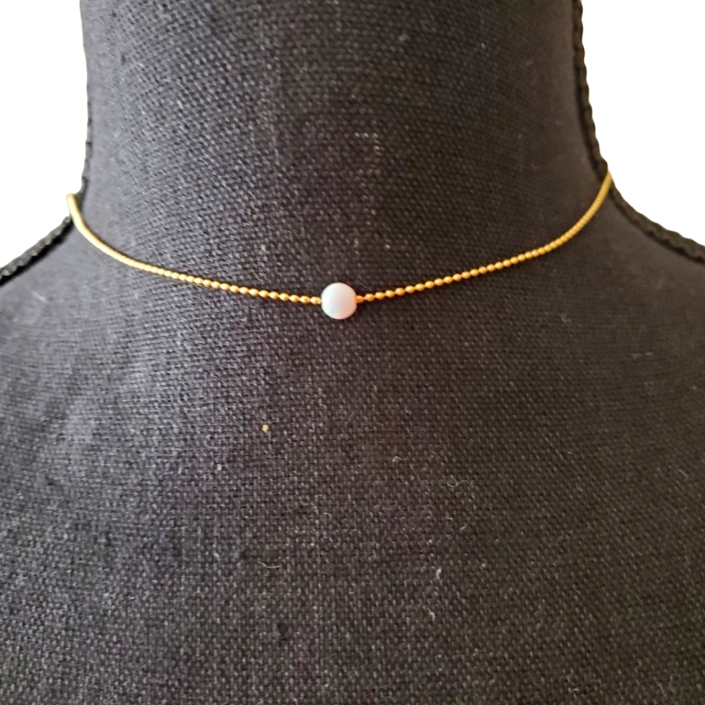 Opal ball chain benevolence choker necklace